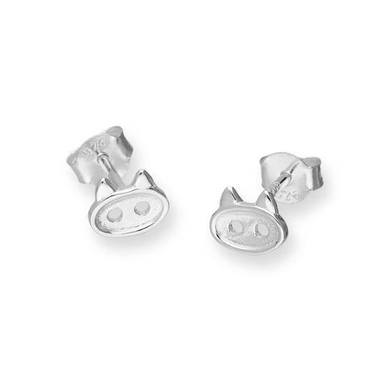 Boucles d'oreilles à tige en argent sterling avec tête de chat