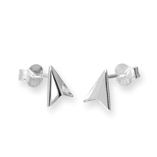 Boucles d'oreilles à tige en argent sterling en forme d'avion en papier