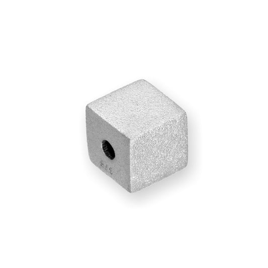 Breloque en forme de cube givré en or blanc plaqué rhodium 9 carats
