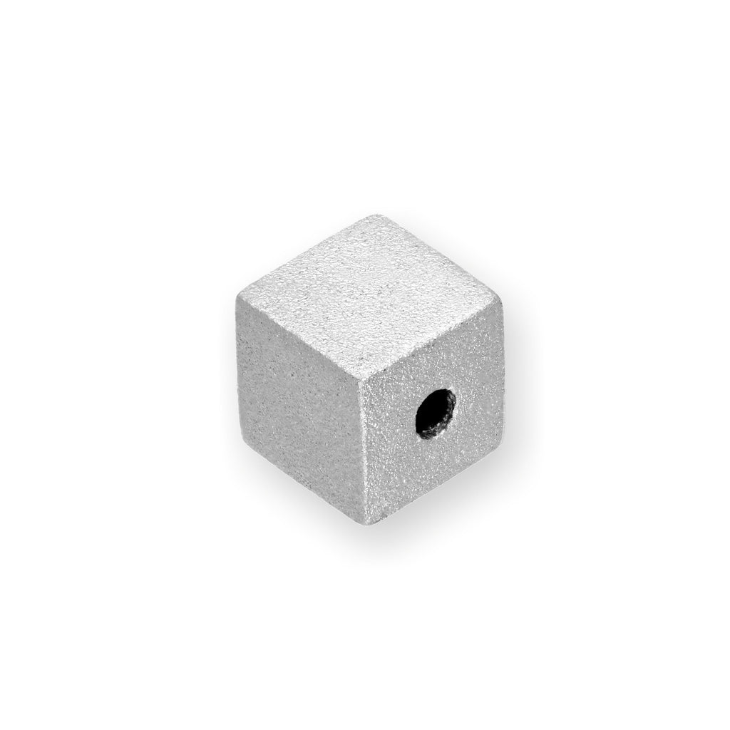 Breloque en forme de cube givré en or blanc plaqué rhodium 9 carats