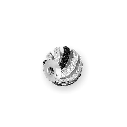 Breloque en forme de vague ouverte en or blanc plaqué rhodium 9 carats et cristal CZ