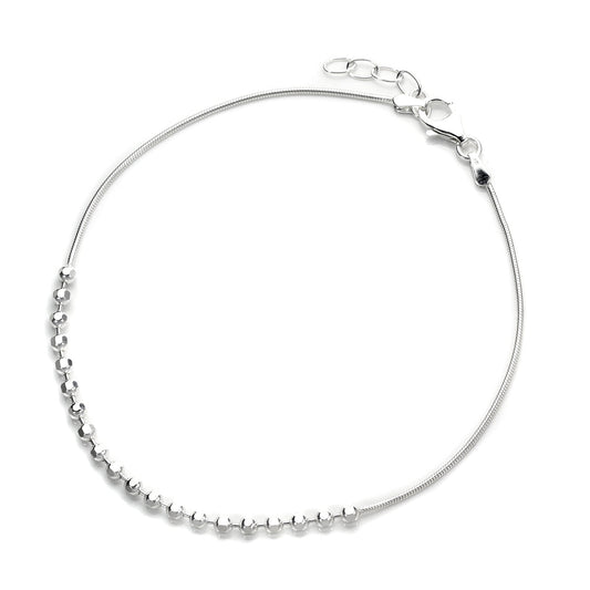 Bracelet de cheville en argent sterling avec serpent et perles à facettes