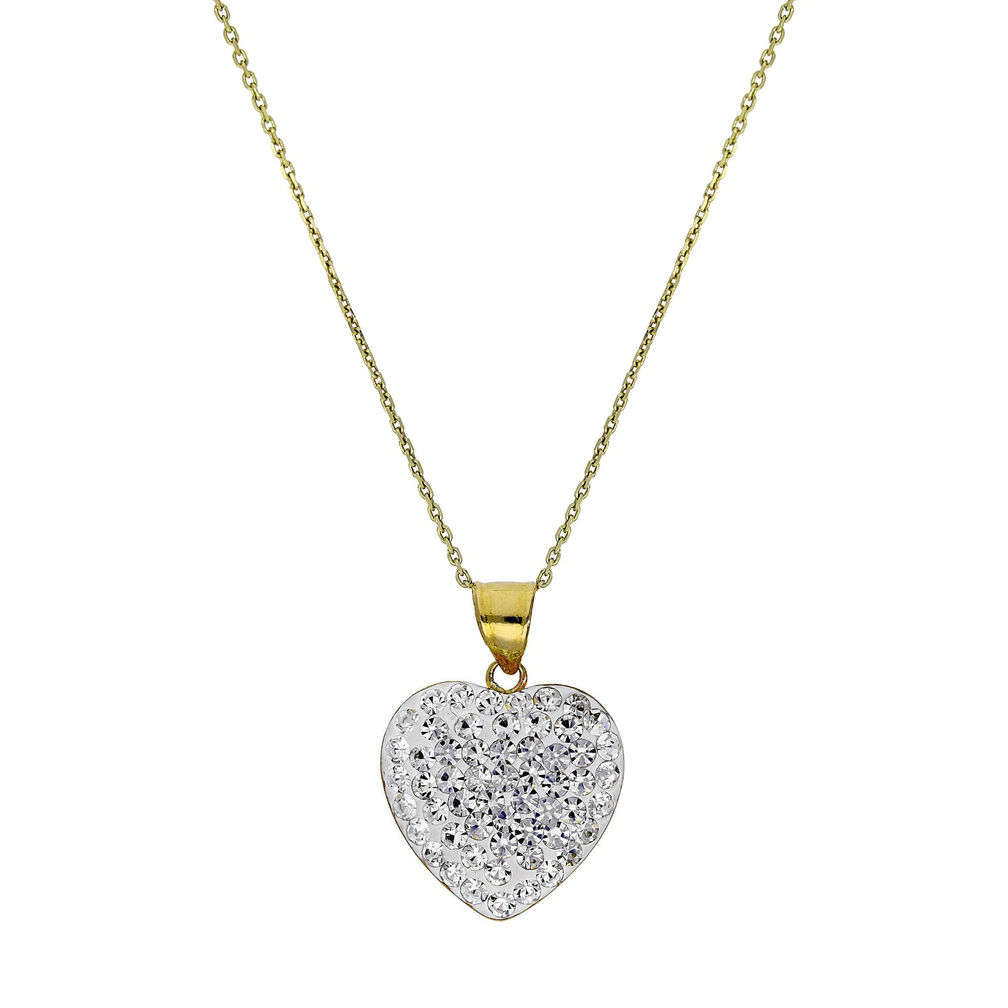 Collier pendentif cœur incrusté de cristaux CZ transparents et or 9 carats, 40 à 50 cm