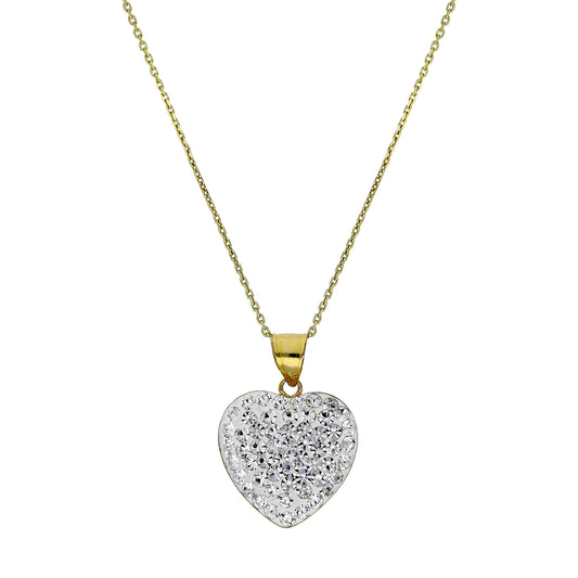 Collier pendentif cœur incrusté de cristaux CZ transparents et or 9 carats, 40 à 50 cm