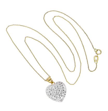 Collier pendentif cœur incrusté de cristaux CZ transparents et or 9 carats, 40 à 50 cm