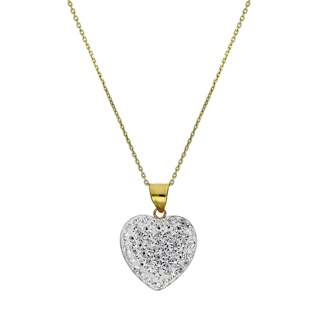Collier pendentif cœur incrusté de cristaux CZ transparents et or 9 carats, 40 à 50 cm