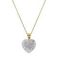 Collier pendentif cœur incrusté de cristaux CZ transparents et or 9 carats, 40 à 50 cm