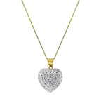 Collier pendentif cœur incrusté de cristaux CZ transparents et or 9 carats, 40 à 50 cm