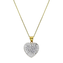 Collier pendentif cœur incrusté de cristaux CZ transparents et or 9 carats, 40 à 50 cm