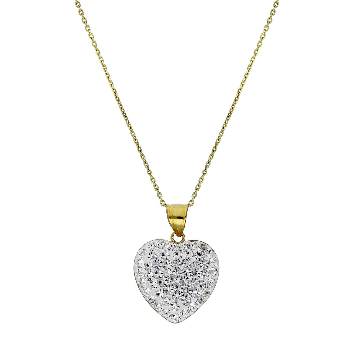 Collier pendentif cœur incrusté de cristaux CZ transparents et or 9 carats, 40 à 50 cm