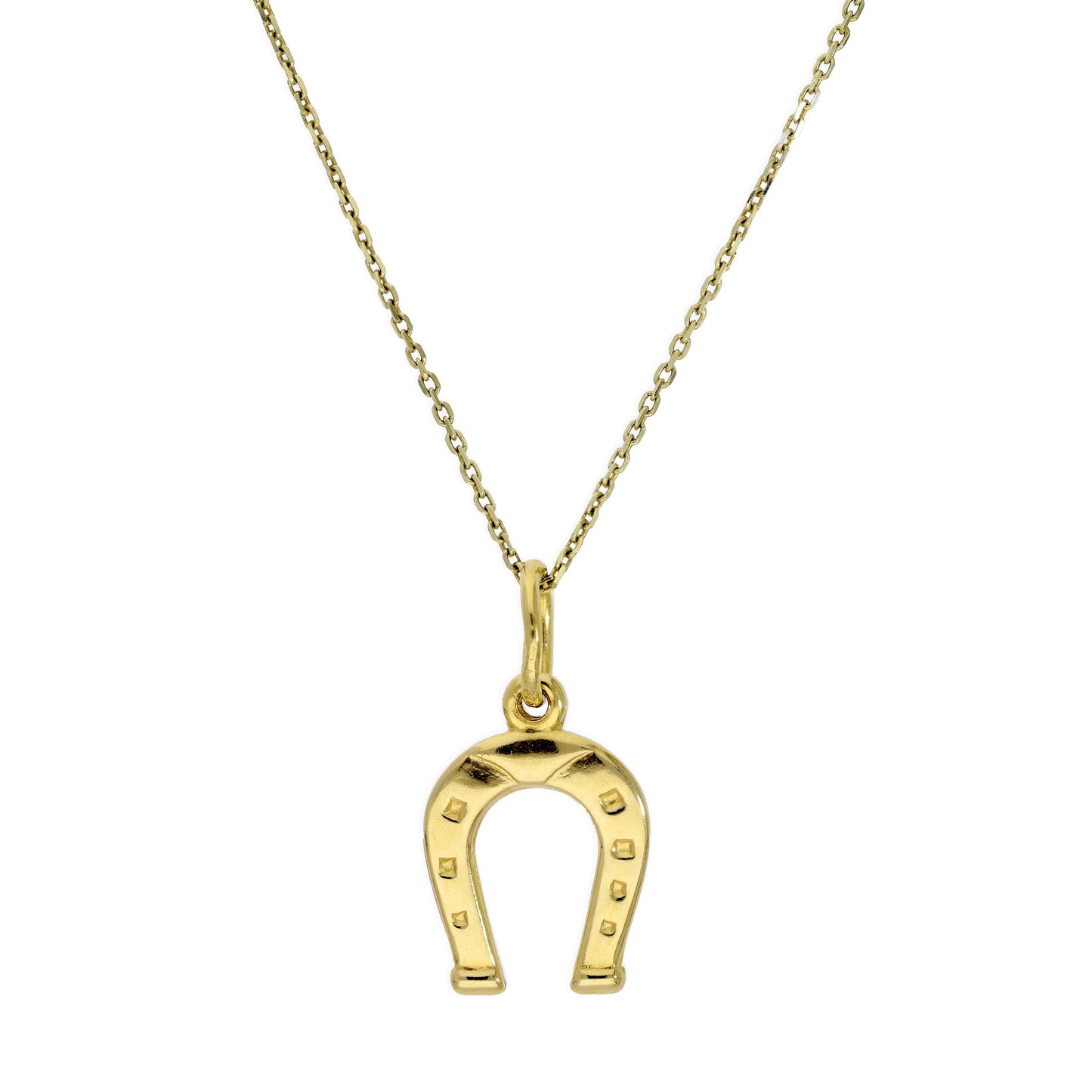 Collier pendentif fer à cheval porte-bonheur en or 9 carats, 40 à 50 cm