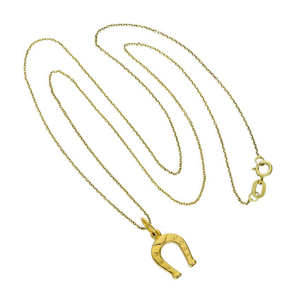 Collier pendentif fer à cheval porte-bonheur en or 9 carats, 40 à 50 cm