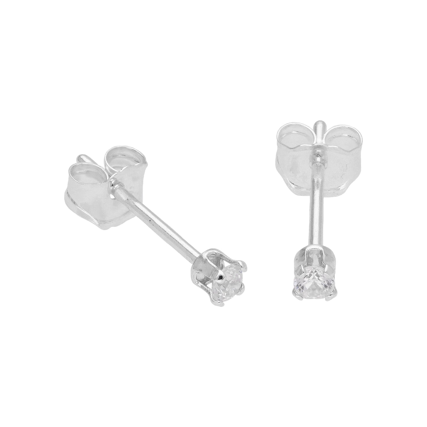 Boucles d'oreilles à tige rondes en argent sterling et oxyde de zirconium