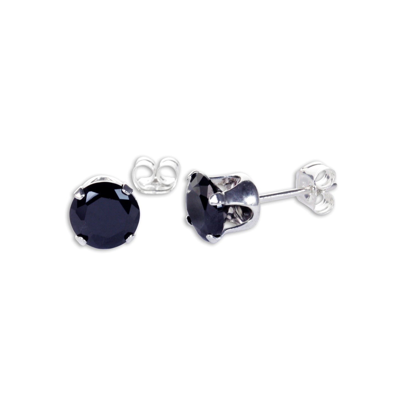 Boucles d'oreilles à tige rondes en argent sterling et oxyde de zirconium