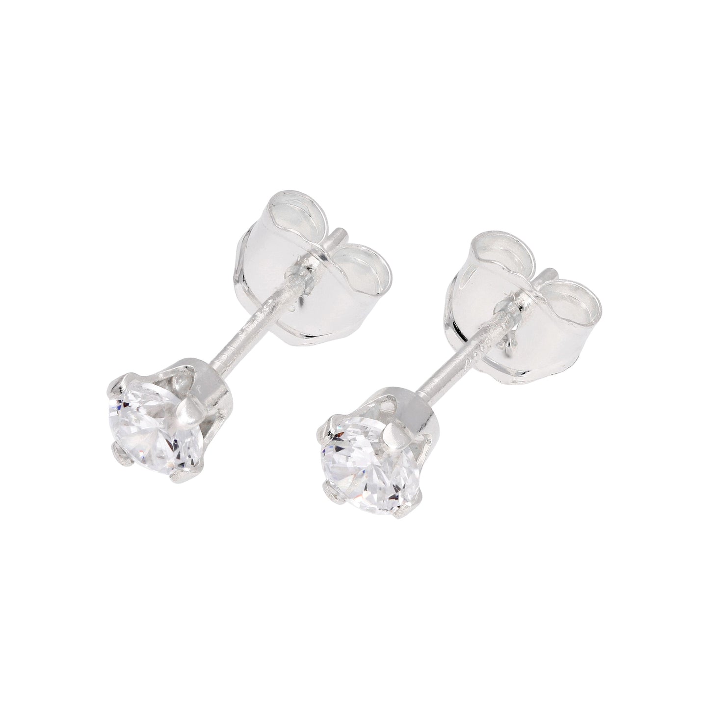 Boucles d'oreilles à tige rondes en argent sterling et oxyde de zirconium