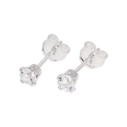 Boucles d'oreilles à tige rondes en argent sterling et oxyde de zirconium