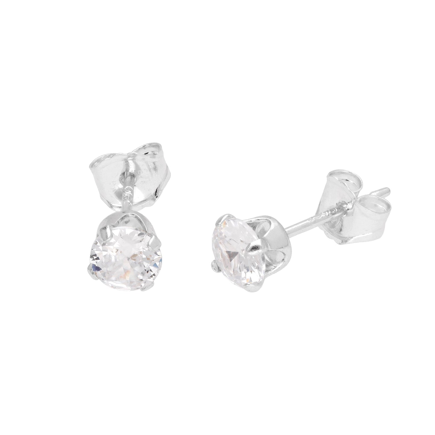 Boucles d'oreilles à tige rondes en argent sterling et oxyde de zirconium