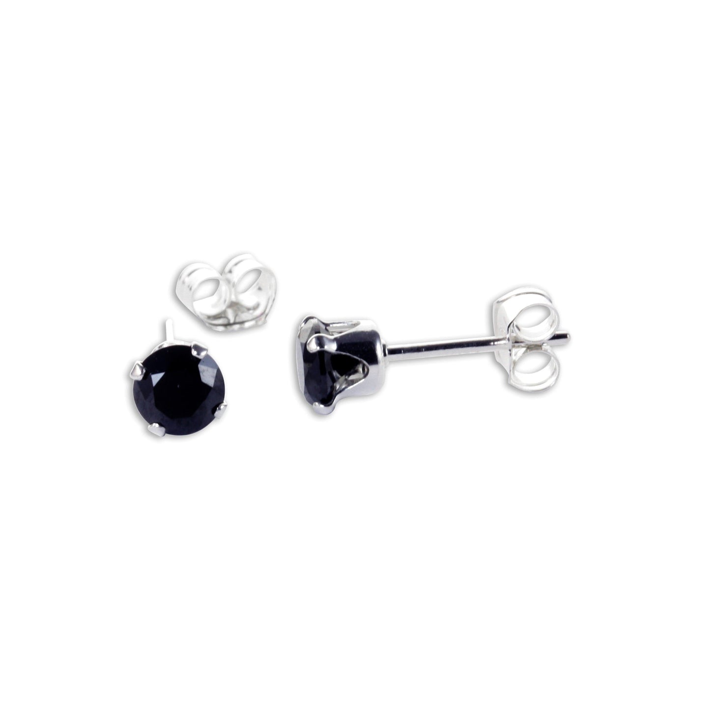 Boucles d'oreilles à tige rondes en argent sterling et oxyde de zirconium