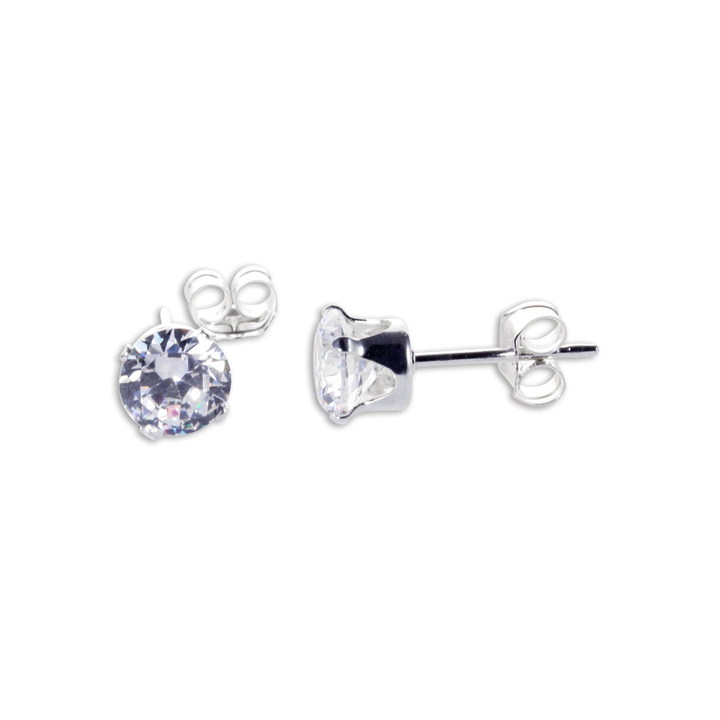 Boucles d'oreilles à tige rondes en argent sterling et oxyde de zirconium