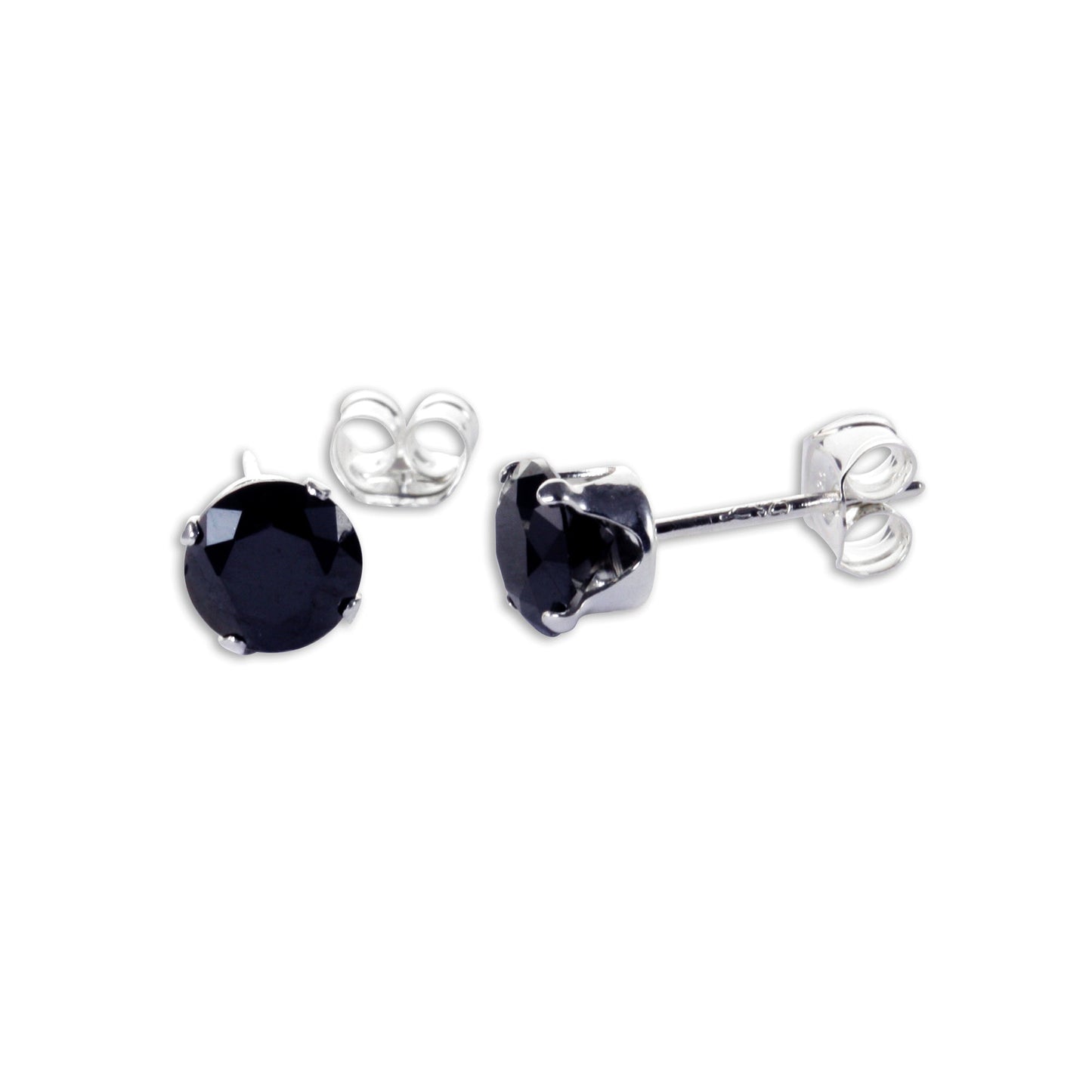 Boucles d'oreilles à tige rondes en argent sterling et oxyde de zirconium