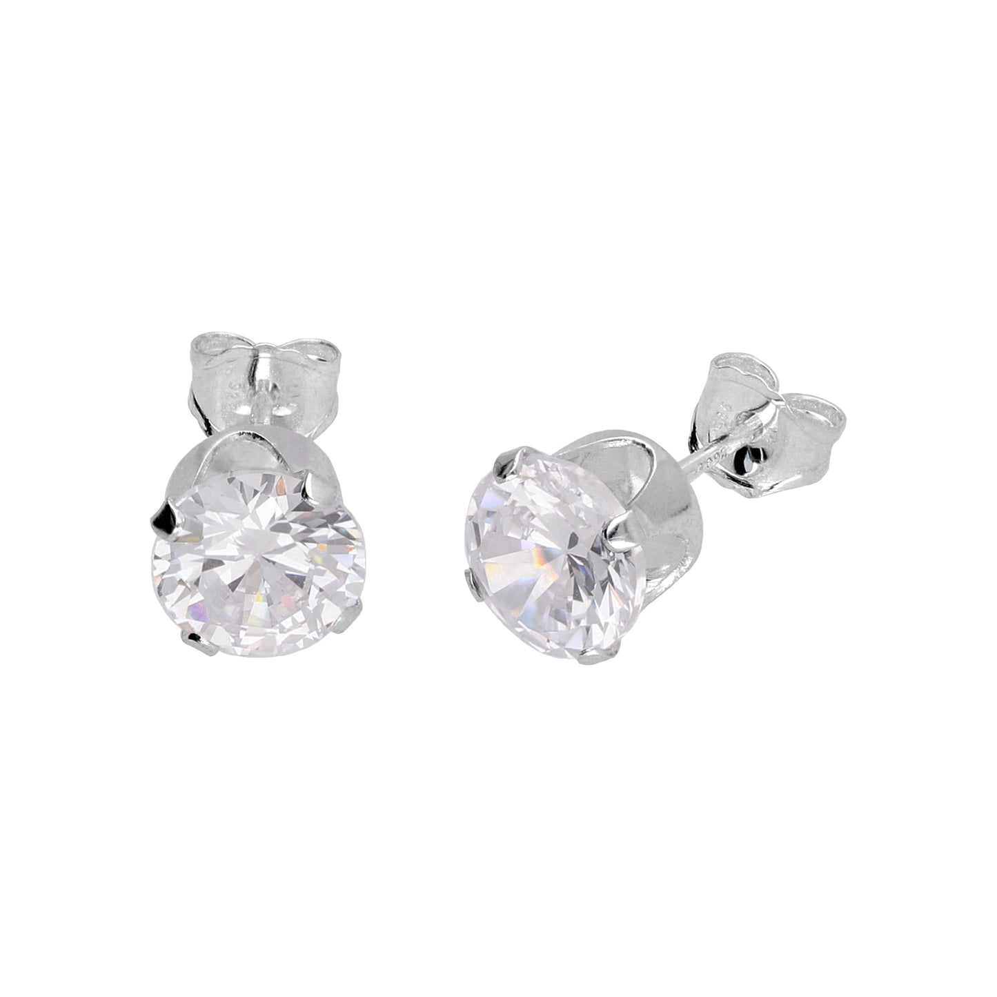 Boucles d'oreilles à tige rondes en argent sterling et oxyde de zirconium