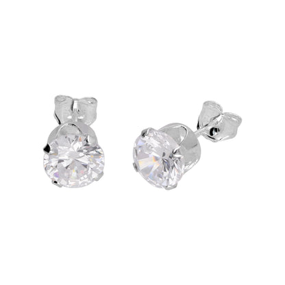 Boucles d'oreilles à tige rondes en argent sterling et oxyde de zirconium