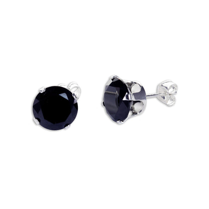Boucles d'oreilles à tige rondes en argent sterling et oxyde de zirconium