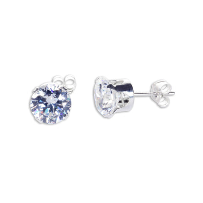 Boucles d'oreilles à tige rondes en argent sterling et oxyde de zirconium