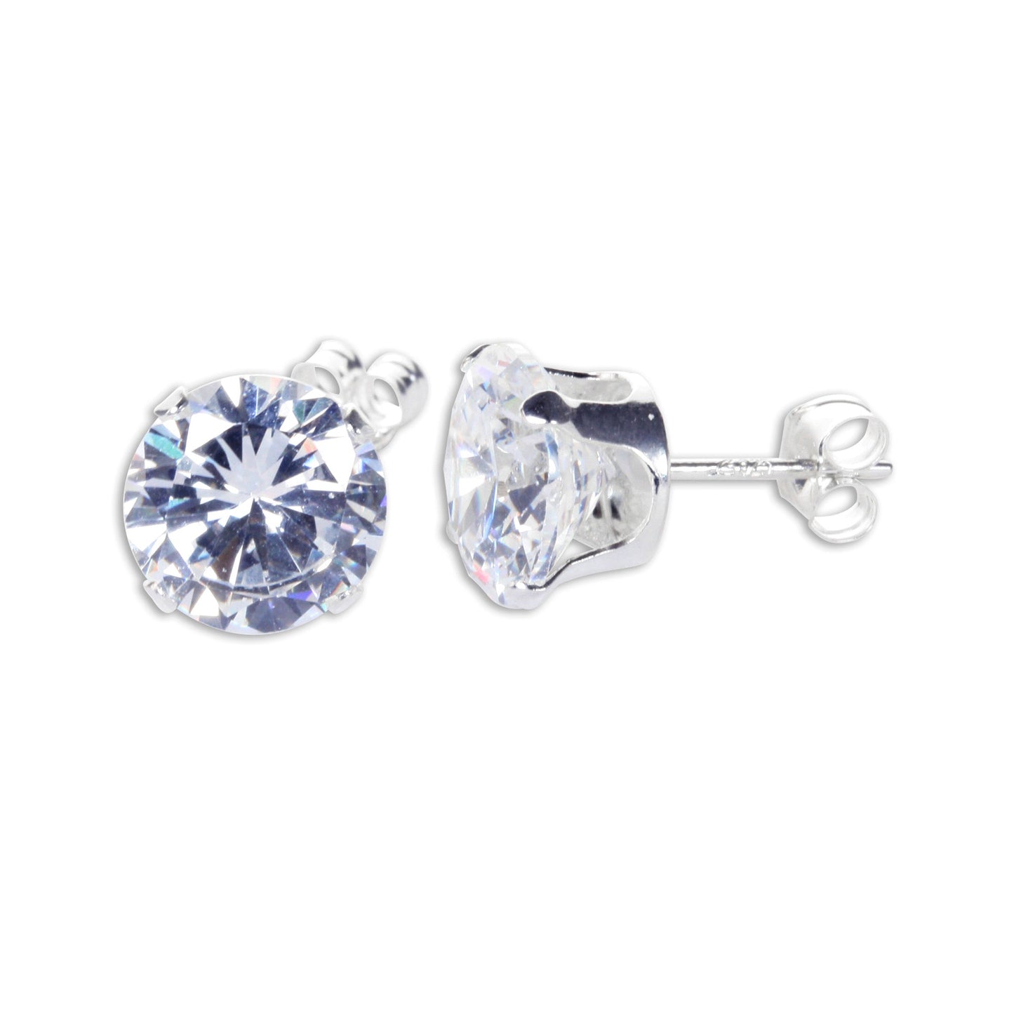 Boucles d'oreilles à tige rondes en argent sterling et oxyde de zirconium