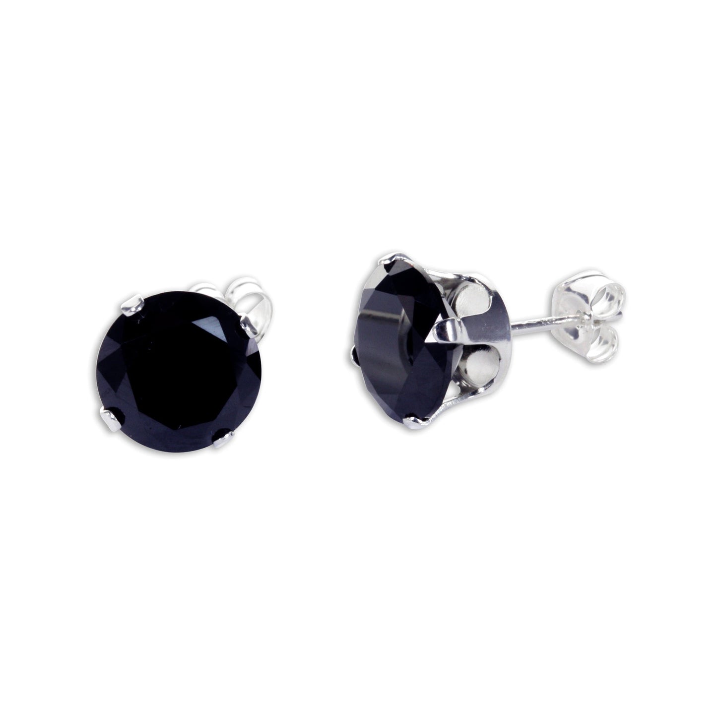 Boucles d'oreilles à tige rondes en argent sterling et oxyde de zirconium