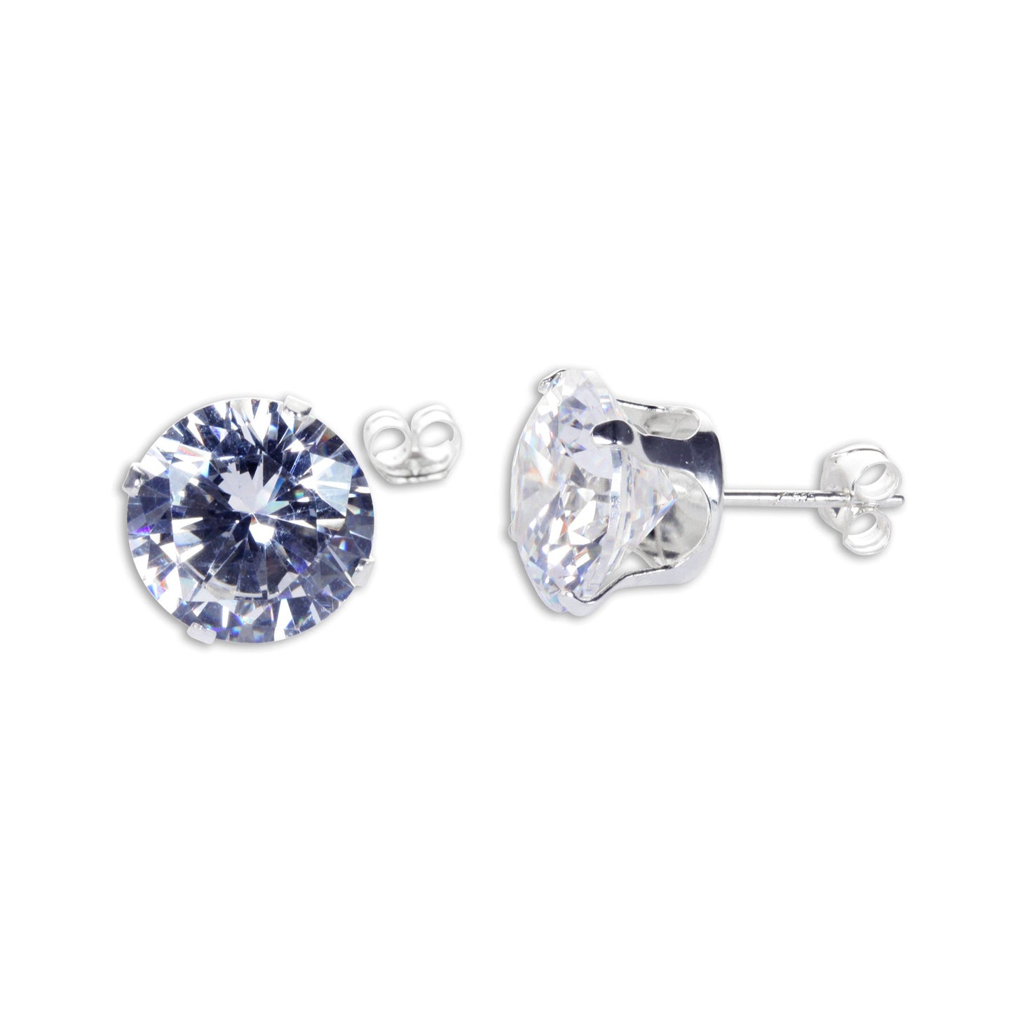 Boucles d'oreilles à tige rondes en argent sterling et oxyde de zirconium