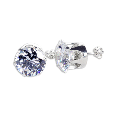 Boucles d'oreilles à tige rondes en argent sterling et oxyde de zirconium