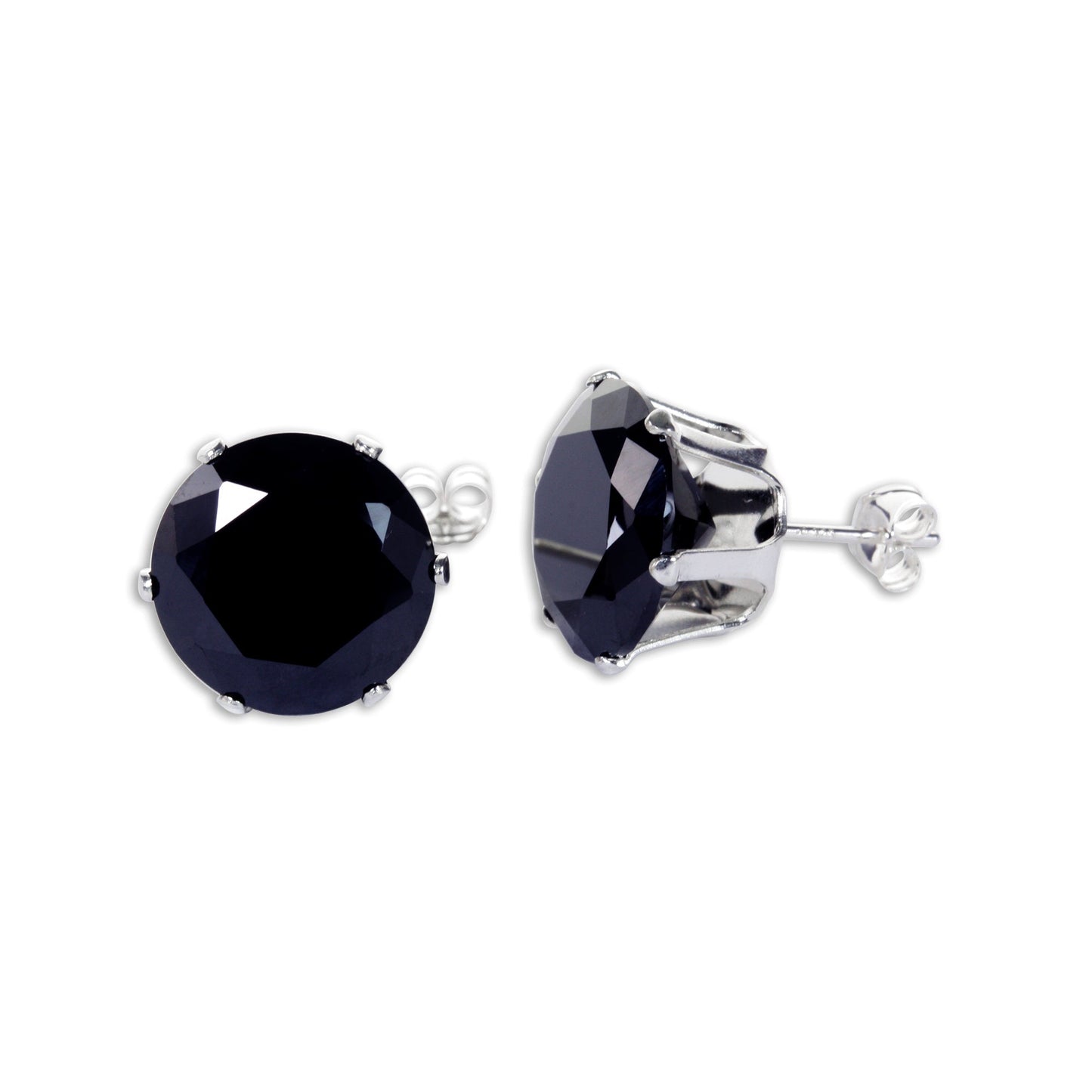 Boucles d'oreilles à tige rondes en argent sterling et oxyde de zirconium