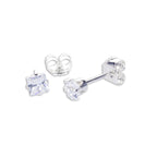 Boucles d'oreilles à tige carrées en argent sterling et oxyde de zirconium