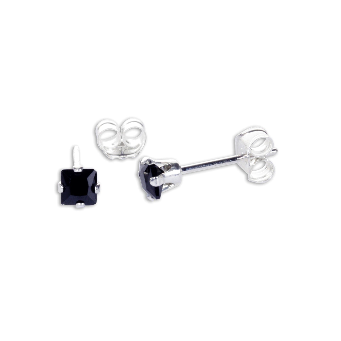 Boucles d'oreilles à tige carrées en argent sterling et oxyde de zirconium