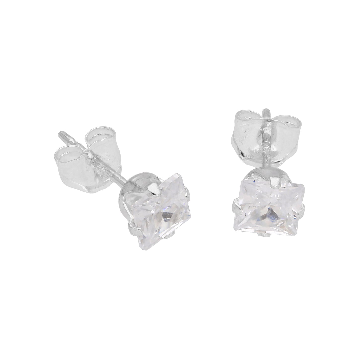 Boucles d'oreilles à tige carrées en argent sterling et oxyde de zirconium