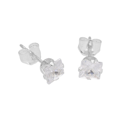 Boucles d'oreilles à tige carrées en argent sterling et oxyde de zirconium