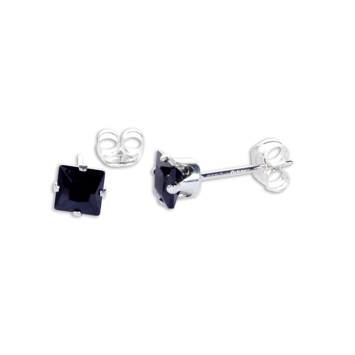 Boucles d'oreilles à tige carrées en argent sterling et oxyde de zirconium