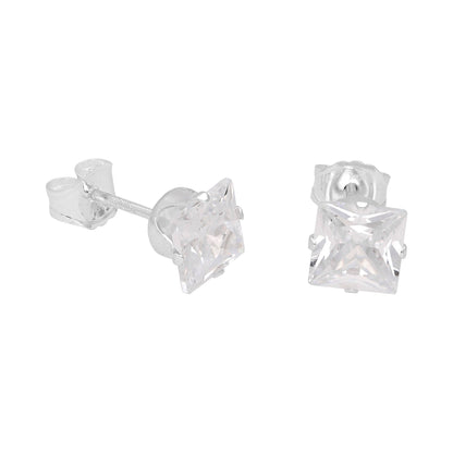 Boucles d'oreilles à tige carrées en argent sterling et oxyde de zirconium