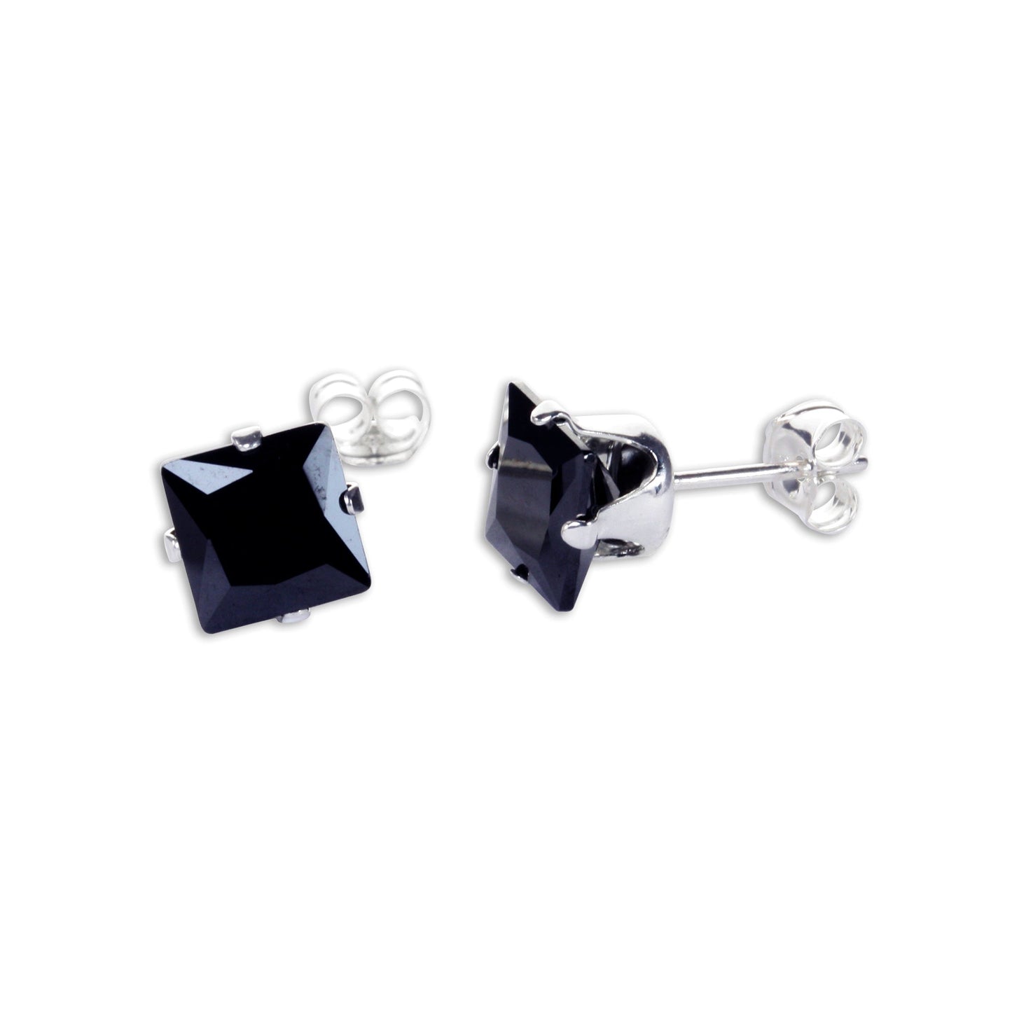 Boucles d'oreilles à tige carrées en argent sterling et oxyde de zirconium