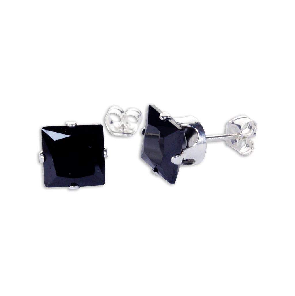 Boucles d'oreilles à tige carrées en argent sterling et oxyde de zirconium