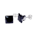 Boucles d'oreilles à tige carrées en argent sterling et oxyde de zirconium