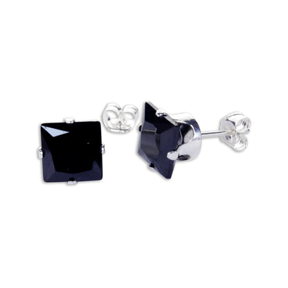 Boucles d'oreilles à tige carrées en argent sterling et oxyde de zirconium