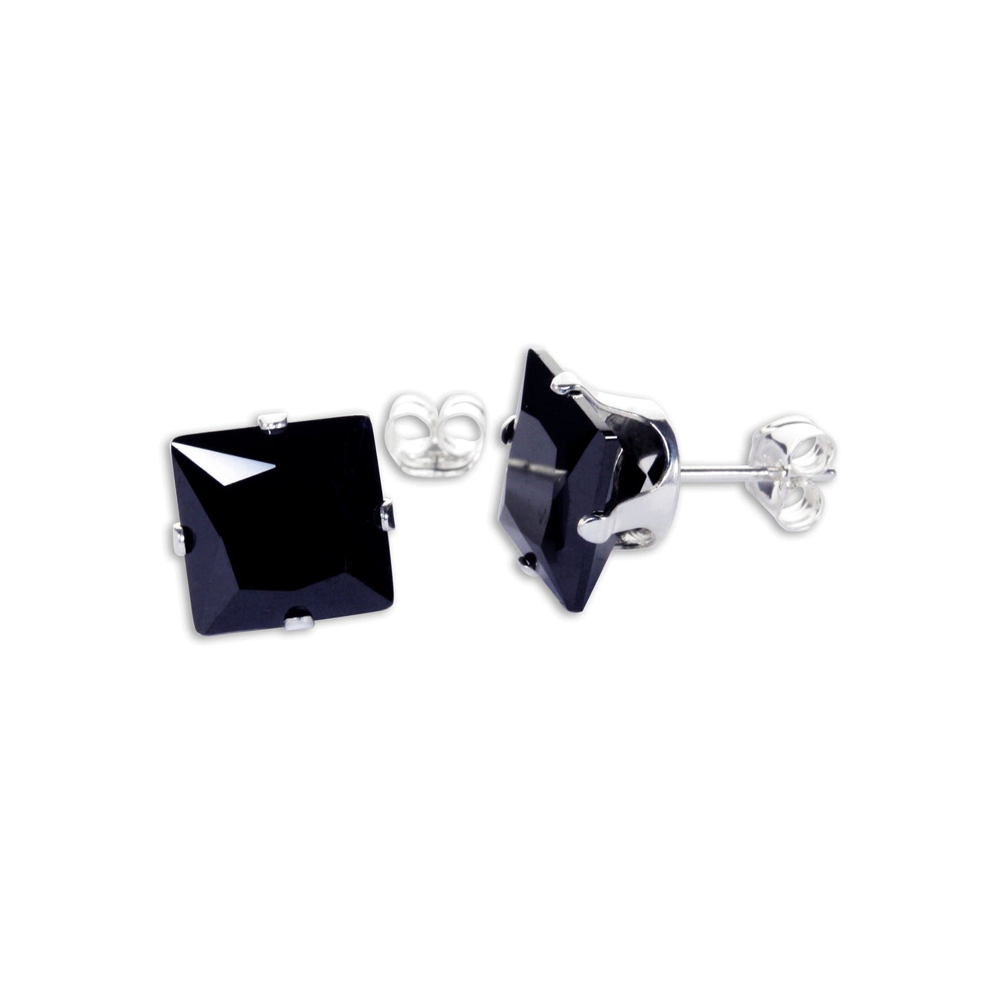 Boucles d'oreilles à tige carrées en argent sterling et oxyde de zirconium