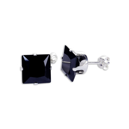 Boucles d'oreilles à tige carrées en argent sterling et oxyde de zirconium