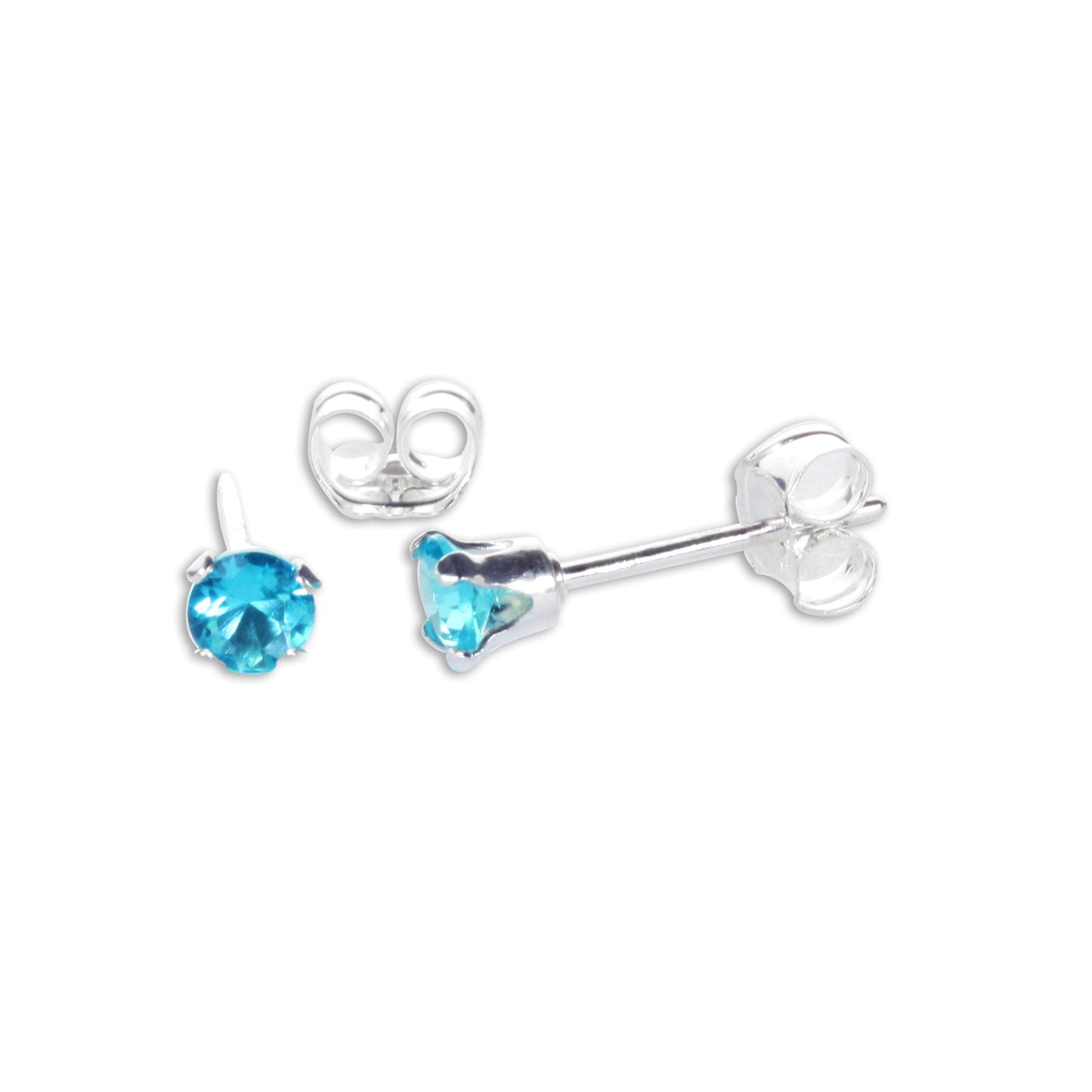Boucles d'oreilles à tige en argent sterling avec zircones cubiques ronds de 3 mm
