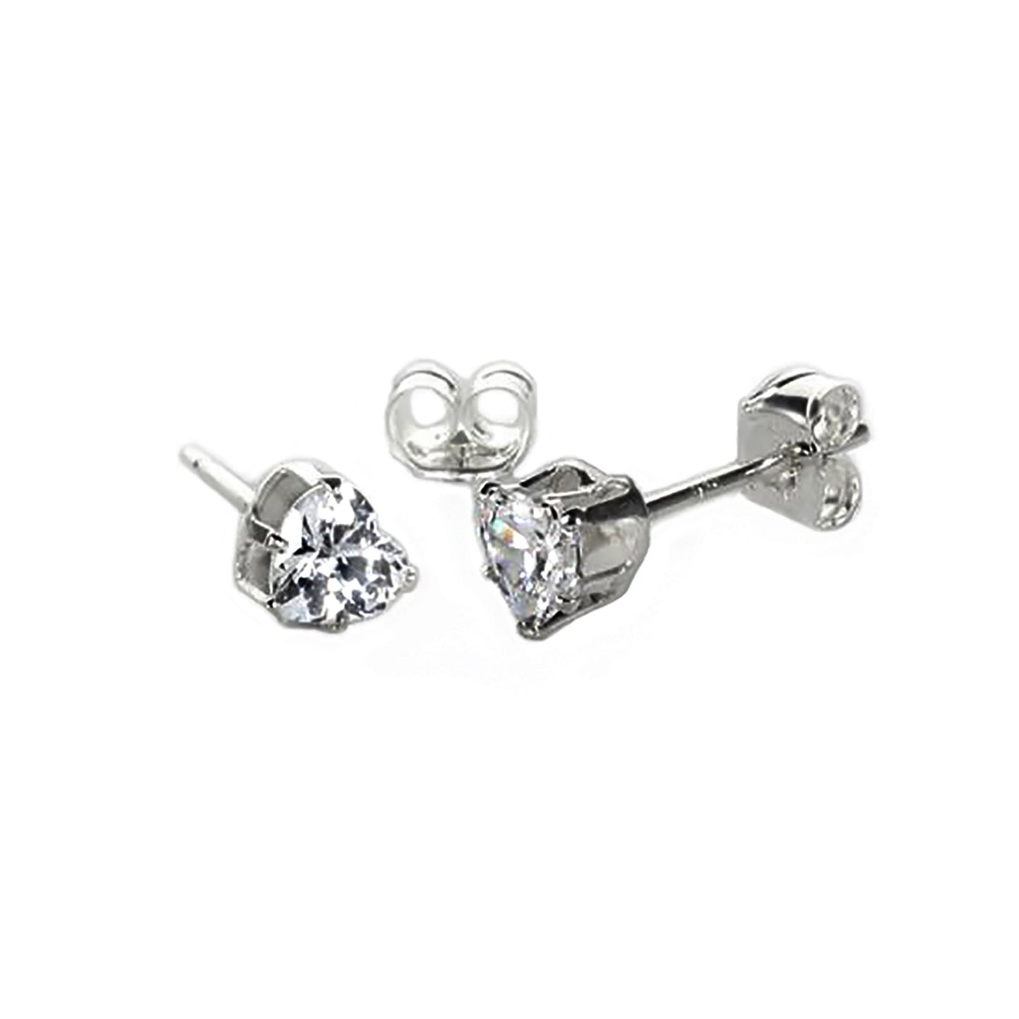 Boucles d'oreilles à tige en argent sterling avec cœur transparent en oxyde de zirconium