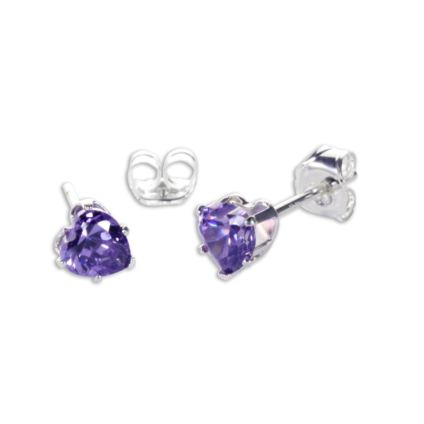 Boucles d'oreilles à tige en argent sterling avec cœur en zircone cubique de 4 mm