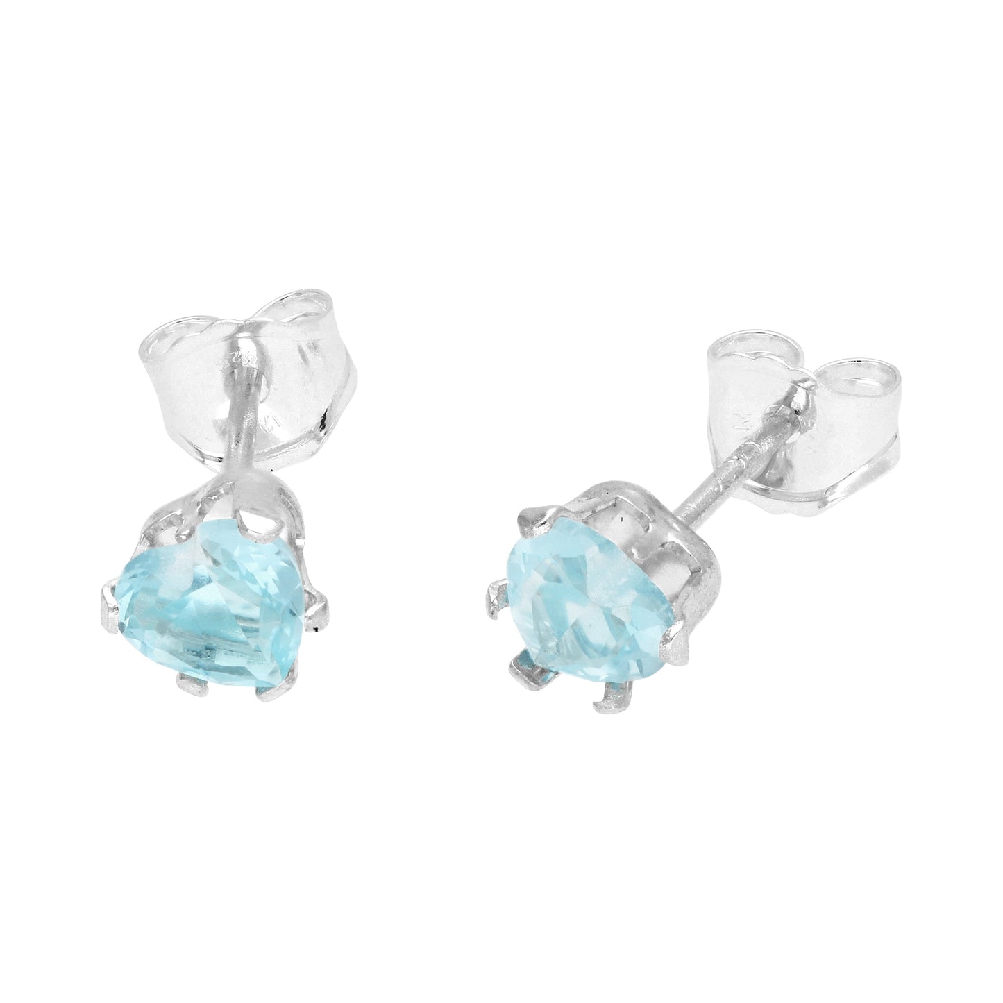 Boucles d'oreilles à tige en argent sterling avec cœur en zircone cubique de 4 mm