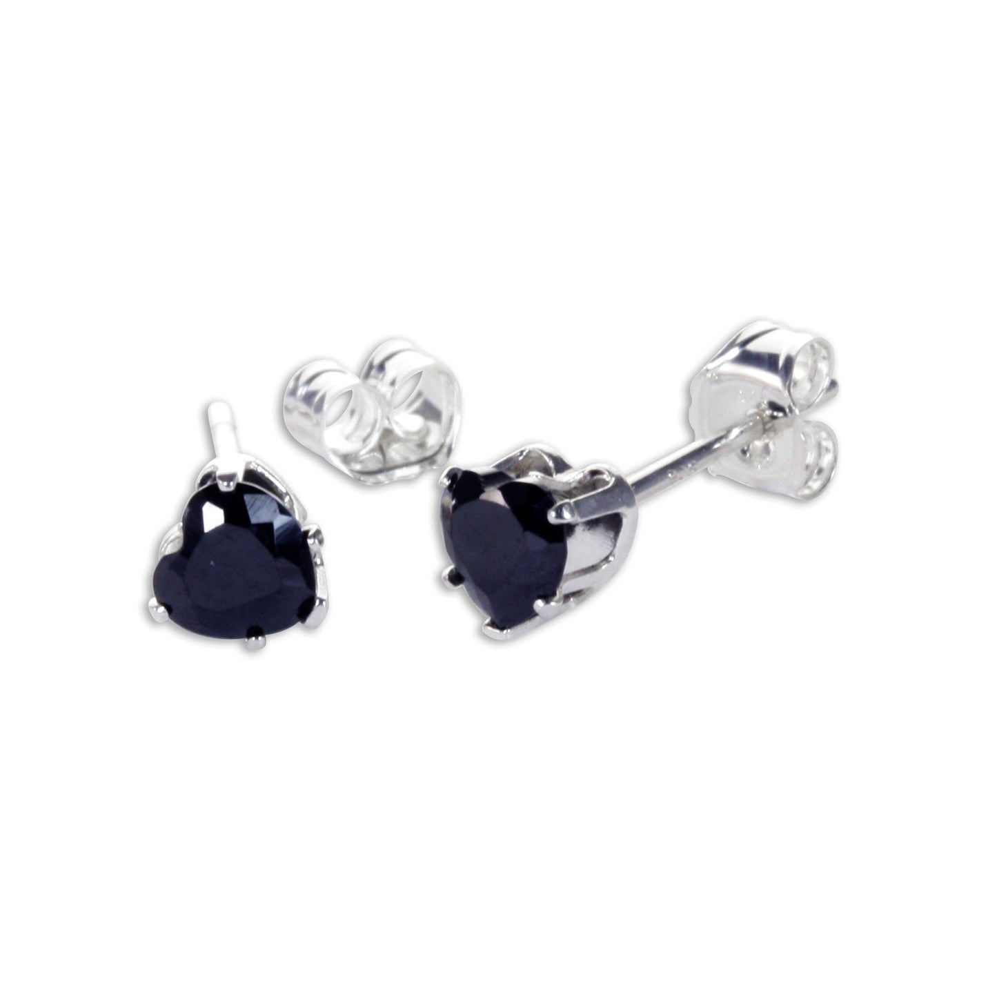 Boucles d'oreilles à tige en argent sterling avec cœur en zircone cubique de 4 mm